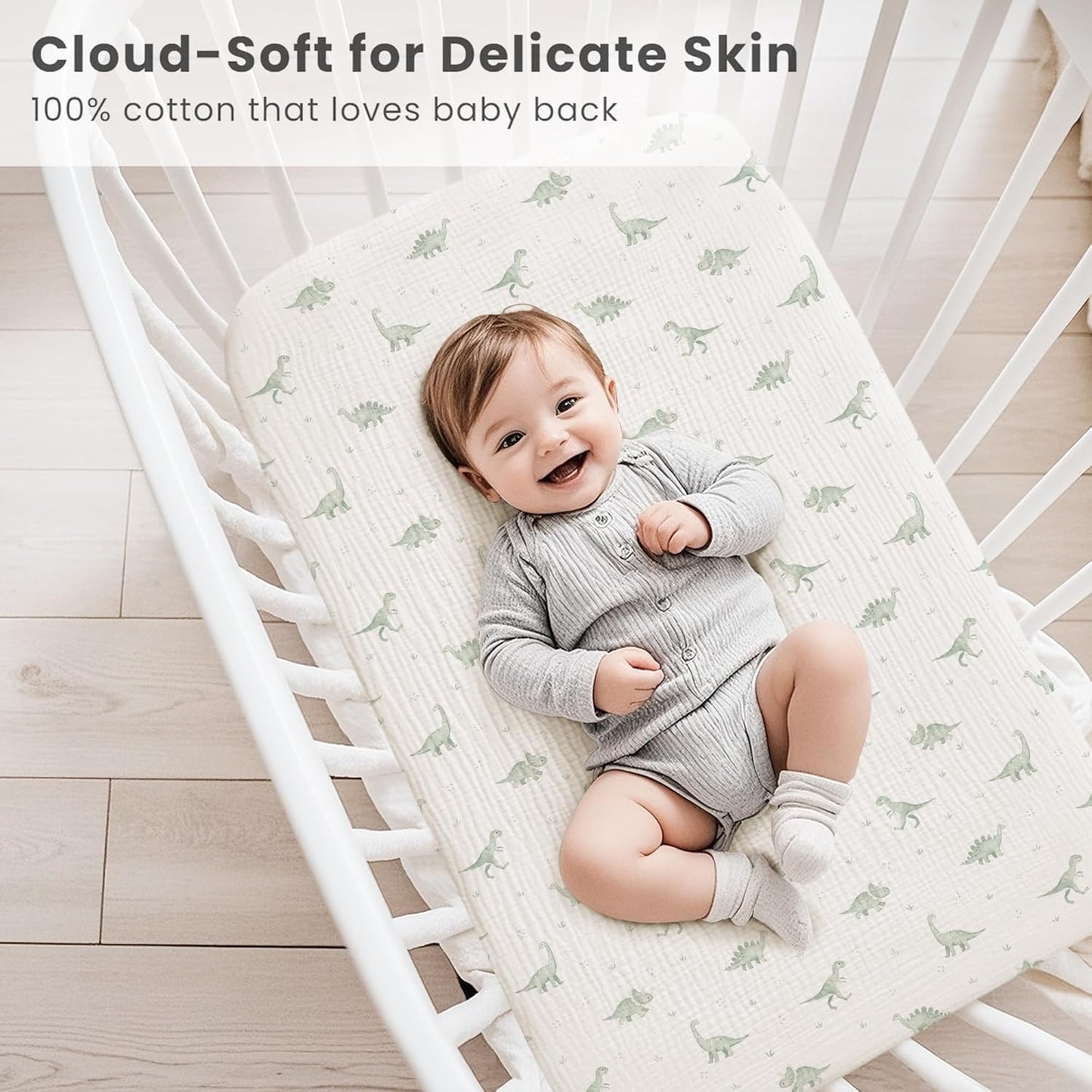 Konssy Muslin Fitted Bassinet Sheets 2 Pack for Baby Girl Boy, Soft Bedside Sleeper Bassinet Sheets Fit for Baby Bassinets, Moses Basket Oval Rectangle Pad/Mattress