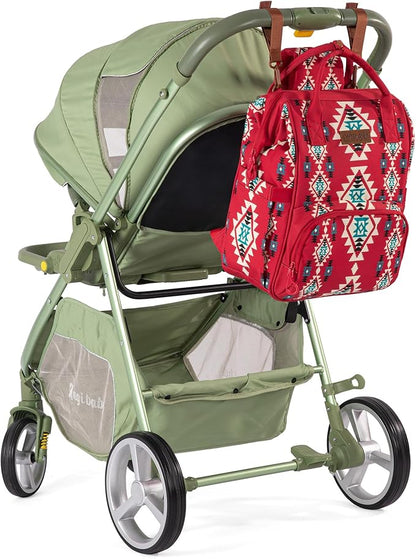 Montana West Wrangler Diaper Bag Backpack Aztec Travel Backpack Purses Western Multi-Function Baby Bags for Mom with Waterproof Insulated Pockets