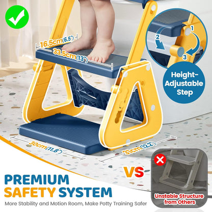 Orzbow Potty Training Seat | Upgrade Toddler Potty Training Toilet with Step Stool, 2-in-1 Stability Toilet Seat for Boys Girls | with Splash Guard, Anti-Slip Pad, Ladder, and Height Adjustable, Pink