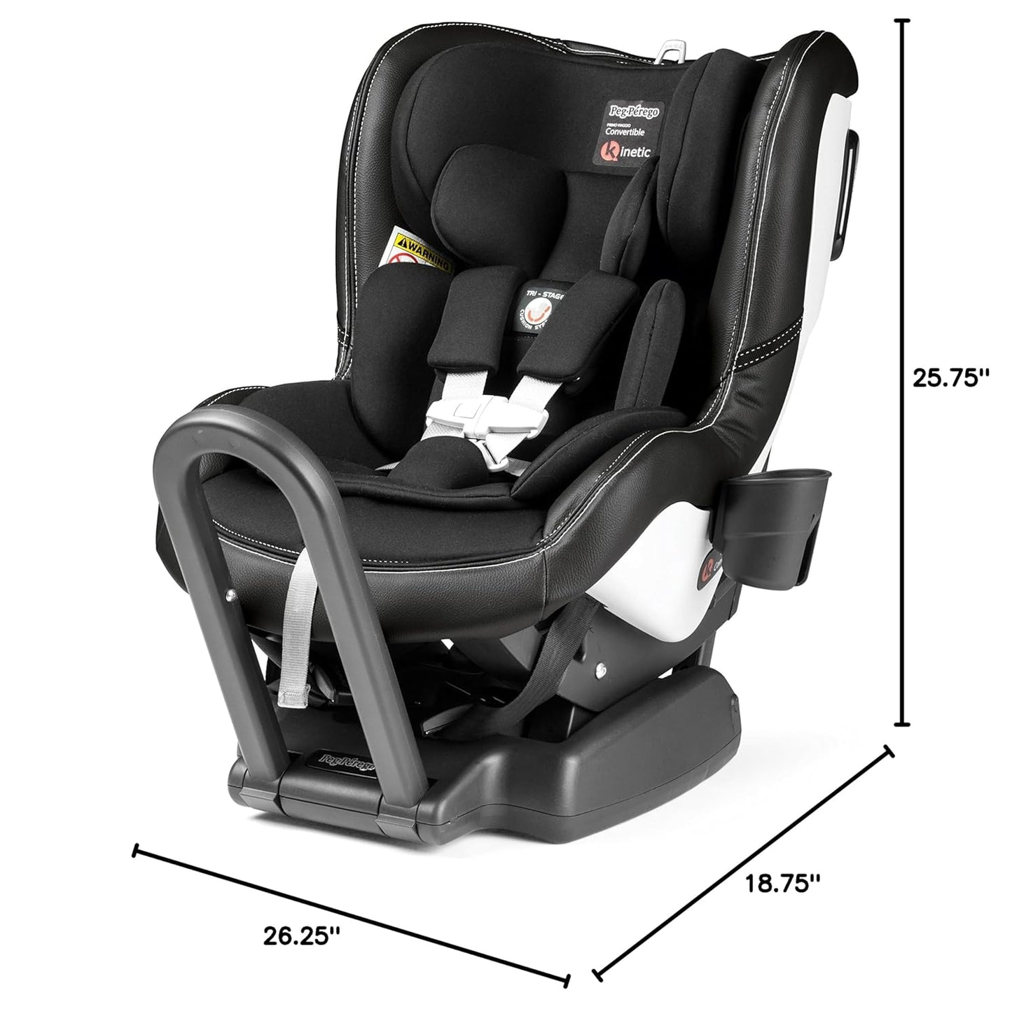 Peg Perego Primo Viaggio Convertible Kinetic - Reversible Car Seat - Rear Facing for Children 5 to 45 lbs and Forward Facing for Children 26.5 to 65 lbs - Made in Italy - Licorice (Black)