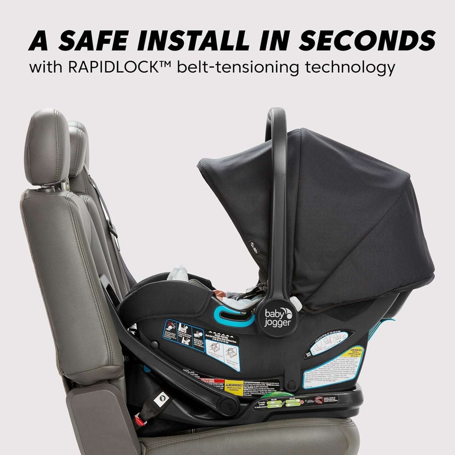 Baby Jogger® City GO 2 Infant Car Seat, Lunar Black – Lightweight Rear-Facing Infant Car Seat, Travel System Compatible, Taxi-Safe