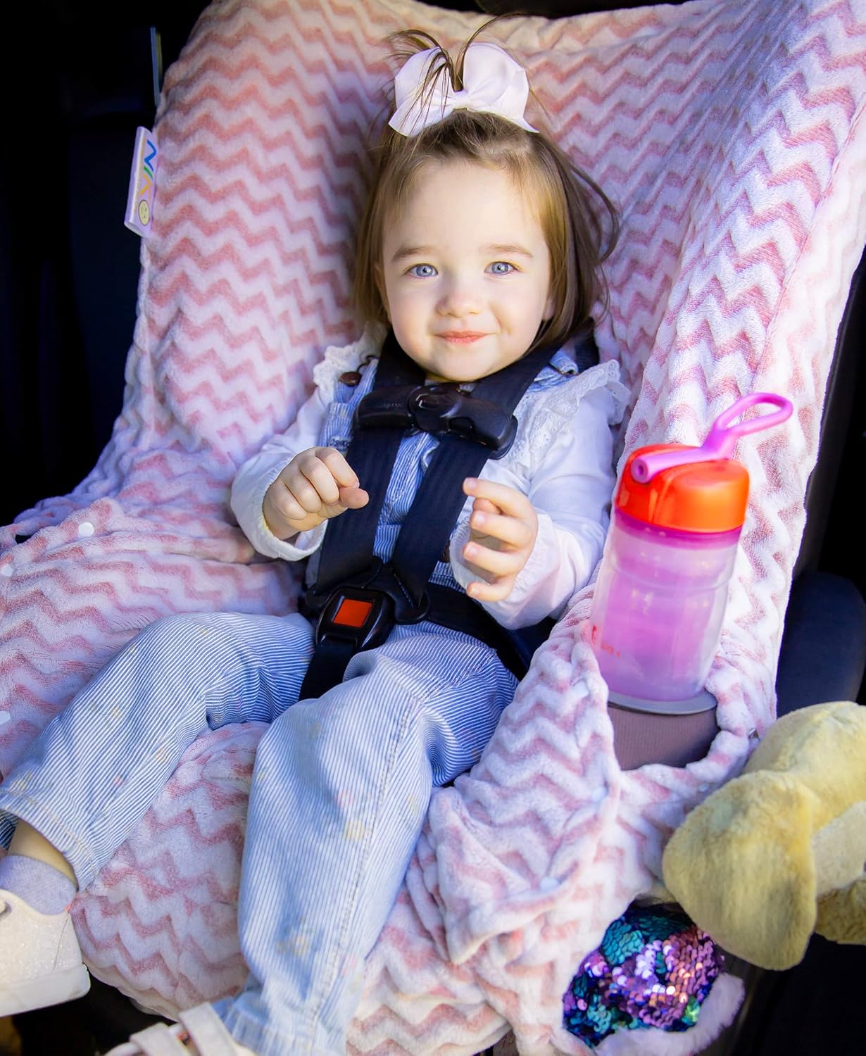 Niko Easy-Wash Children's Car Seat Cover & Liner - Cotton Jersey Gray & White Arrow Pattern - Universal FIT - Crash Tested - Waterproof SEAT Bottom - Easy to Clean - Machine Washable