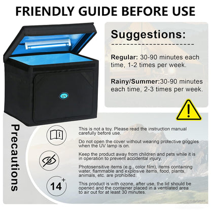 UV Sanitizer Box, 12L Portable Sanitizing and Cleaning Machine with 3-Level Timer, Foldable UV Cleaner Box for Toys, Mask, Towel, Key, UV Cleaning Machine Ozone Free