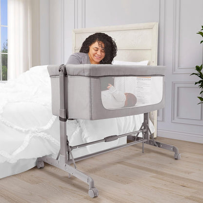 Dream On Me Zimal Bassinet & Bedside Sleeper/Breathable Mesh Panels/Airflow & Easy Visibility/Adjustable Height Options/Lightweight/Mobile/BSA Certified/Mint