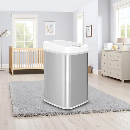 15L Smart Diaper Pail with Motion Sensor Lid | Touchless Hands-Free Baby Diaper Trash Can | Double Locking Seal | Slim Space-Saving Design | Quiet & Durable (Yellow)