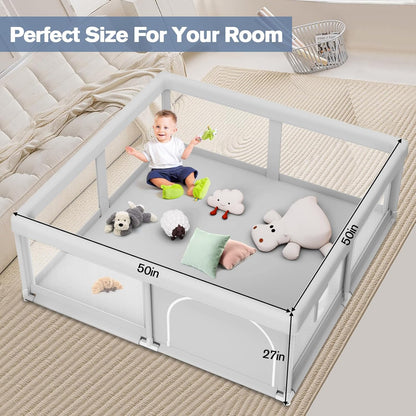Large Baby Playpen for Babies and Toddlers, Playpen 74×50, Large Baby Play Yards Indoor & Outdoor, Sturdy Safety Baby Play Pen with Soft Breathable Mesh, Toddlers Activity Center with Anti-Slip Base