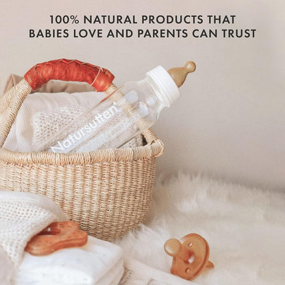 Natursutten Replacement Fast-Flow Bottle Nipples for Glass Baby Bottles - Eco-Friendly, BPA-Free Natural Rubber Nipples for Natursutten Baby Bottles - Made in Italy - 2 Pack