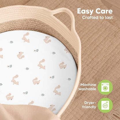 2-Pack Baby Bassinet Sheets Girl, Boy - 33x17 Viscose Derived from Bamboo Bedside Mattress Fitted Bassinet Sheets, Compatible with Halo Bassinest Swivel Sleeper, Baby Delight, Graco (Pecan)