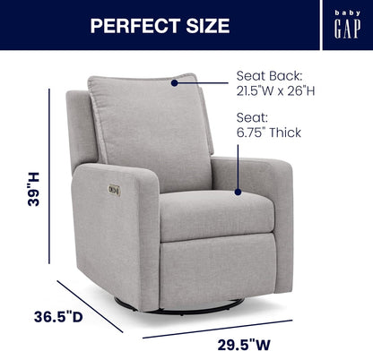 babyGap Harlowe Power Recliner with USB-A and Type-C Ports by Delta Children - Greenguard Gold Certified – Stain-Resistant Performance Fabric is Oeko-TEX Standard 100 Certified, Sand