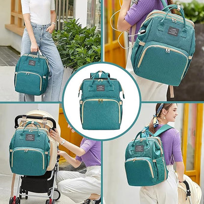 ANWTOTU Baby Diaper Bags with Changing Station,Waterproof Diaper Bag Backpack for Moms Dads with USB Charging Port,Large Capacity Multifunctional Baby Essentials(Green)