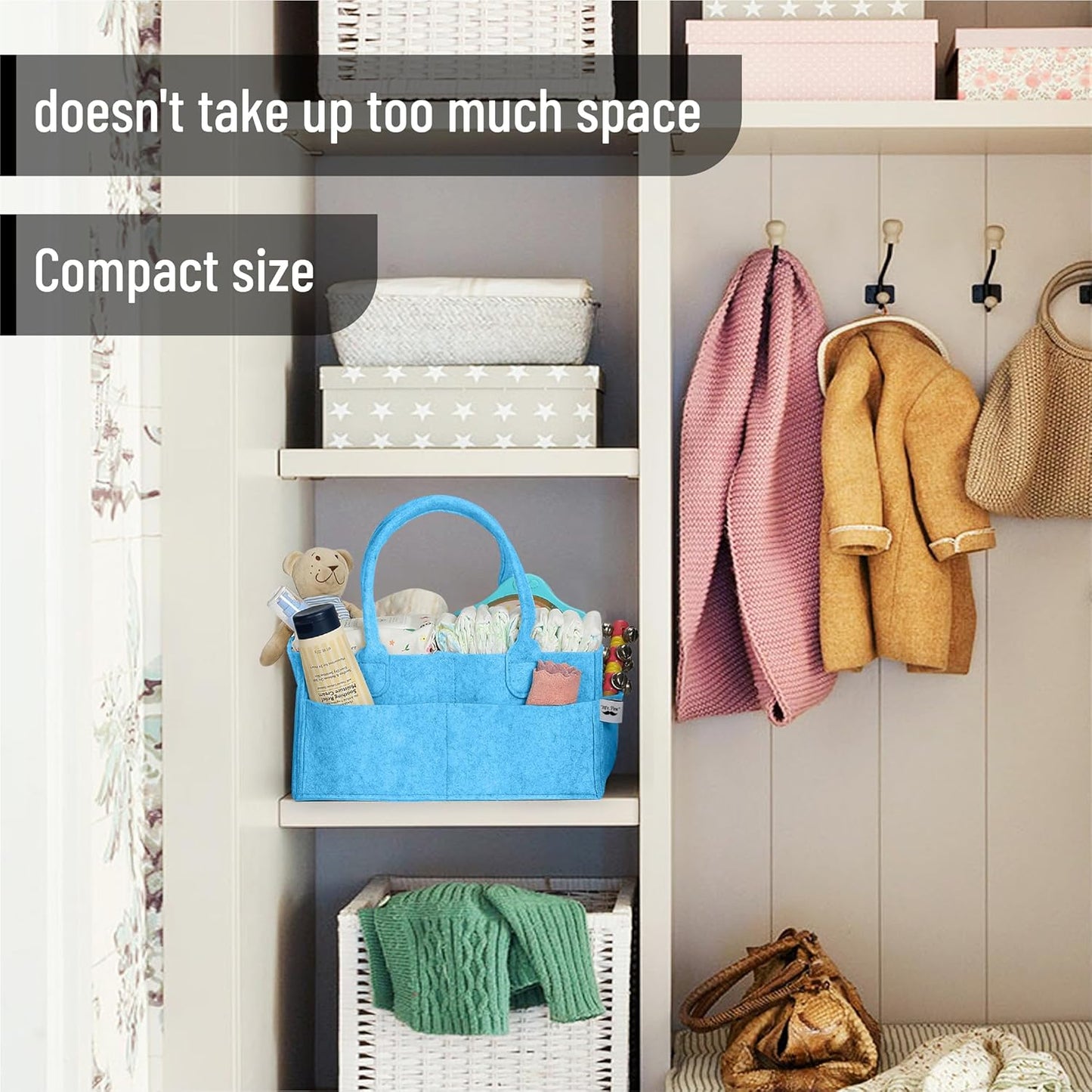 Mr. Pen- Baby Diaper Caddy Organizer, Gray, Medium, Nursery Storage Bin and Car Organizer for Diapers and Baby Wipes