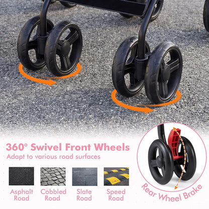 BABY JOY Double Umbrella Stroller, Lightweight Travel Side by Side Twin Stroller with Large Storage, Cup Holder, 5-Point Safety Harness, Adjustable Canopy & Compact Fold for Infant and Toddler (Black)