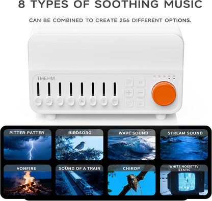 TMEHM 4-in-1 Sleep Sound Machine with White Noise & 8 Nature Sounds, Bluetooth Speaker, Night Light & Aroma Diffuser with Timer for Baby, Kids and Adults (Black)