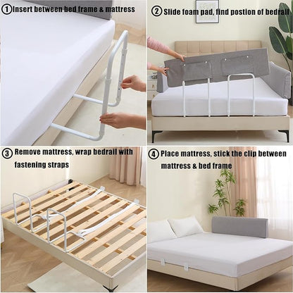 Bed Guard Rail for Toddlers, 78.7inch Foam Padded Toddler Bed Rails, Side Rails for Queen King Twin Full Size Bed, Bedrail for Toddler Safety