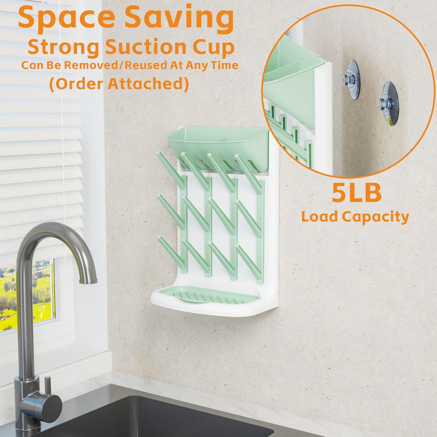 Yieach Larger Vertical Baby Bottle Drying Rack - BPA Free - Space Saving Feeding Bottles Drying Rack Holder for Countertop,Baby Bottle Holder Storage Station for Pacifiers,Pump Accessories Stand,Grey