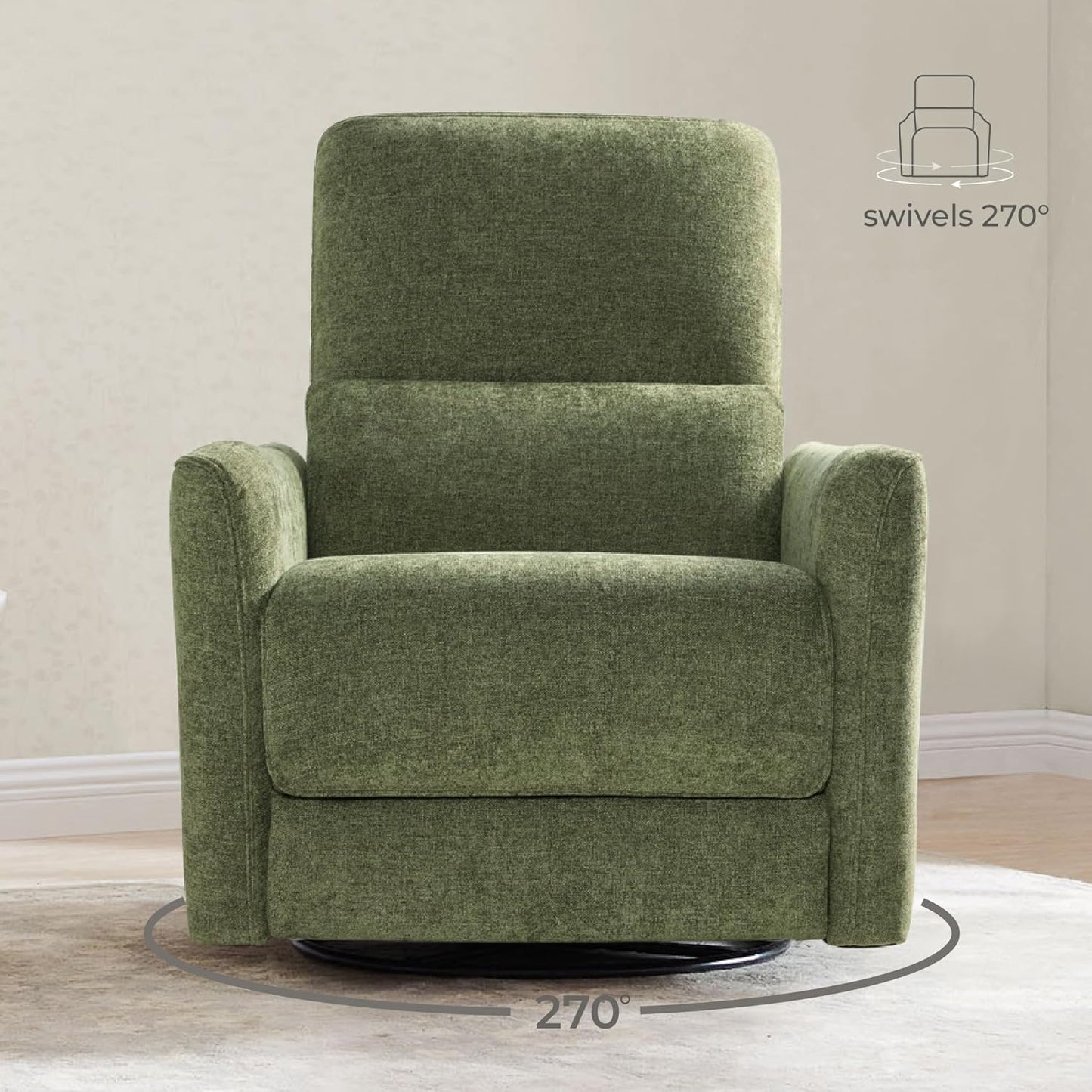 CHITA Power Recliner Chair Swivel Glider, FSC Certified Upholstered Living Room Nursery Reclining Sofa Chair with Lumbar Support, Linen