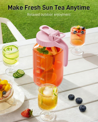 OneDream Breast Milk Pitcher 32oz Glass Pitcher with Lid, Formula Pitcher Leakproof Drip-Free Spout, Wide Mouth Mason Jar Pitcher for Easy Pouring, Dishwasher Safe Breastmilk Storage Pitcher