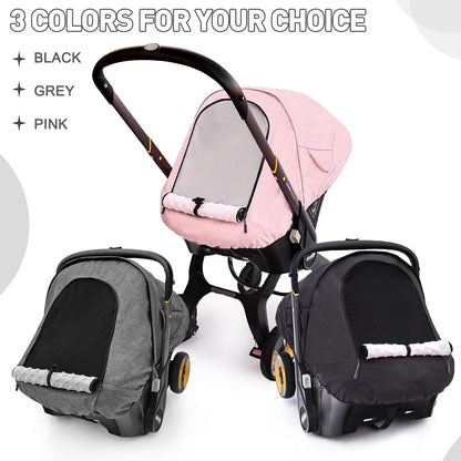 Waterproof Baby Car Seat Cover Compatible with Doona Car Seat and Stroller,Patented Windproof Car Seat Canopy for Girls, Keeps Babies Warm and Coz(Pink)