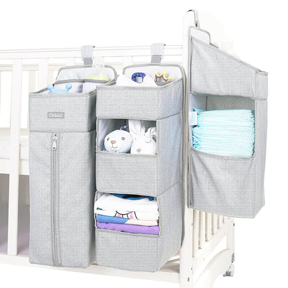 Orzbow 3-in-1 Hanging Diaper Caddy Organizer for Changing Table, Nursery Organization and Diaper Stacker for Crib Wall, Removable Diaper Organizer for Baby Girl Essentials, Pink