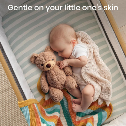 Tutti Bambini Premium Bassinet Sheets (2 Pack) - Soft & Breathable Bamboo Jersey, Double-Strength Bedside Sleeper Sheets, Fits Mattresses from 20.8 x 31.5 in to 23.6 x 35.4 in (Our Planet)