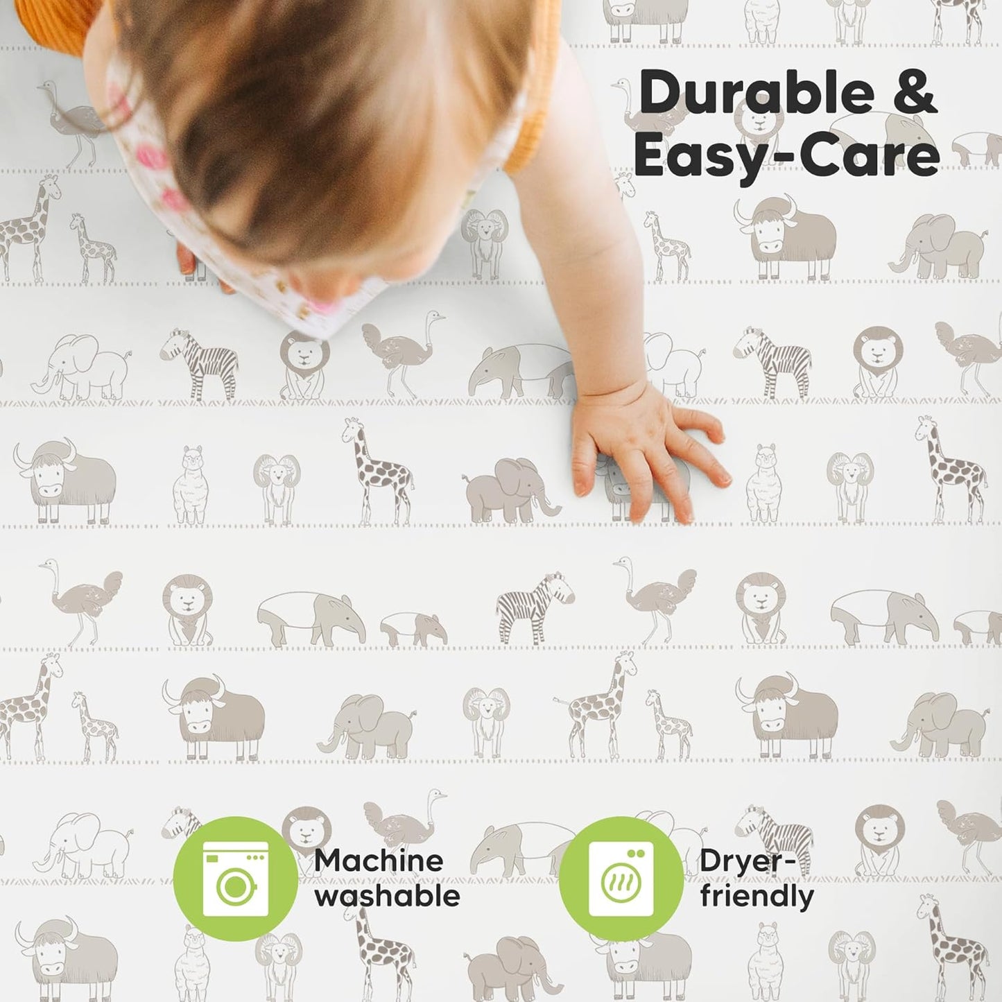 2-Pack Mini Crib Sheets Fitted - 38x26 Pack N Play Sheets for Pack and Play Mattress, Organic Cotton, Soft & Breathable Playard Bedding, Neutral Mini Toddler Bed Cover for Boys, Girls (Dragon Tale)