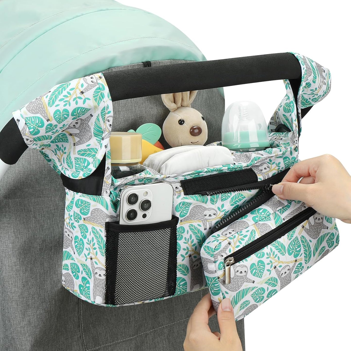 Accmor Universal Stroller Organizer with Insulated Cup Holder Detachable Phone Bag and Shoulder Strap,Stroller Bag Caddy Organizer Fits for Uppababy, Baby Jogger, Britax Strollers