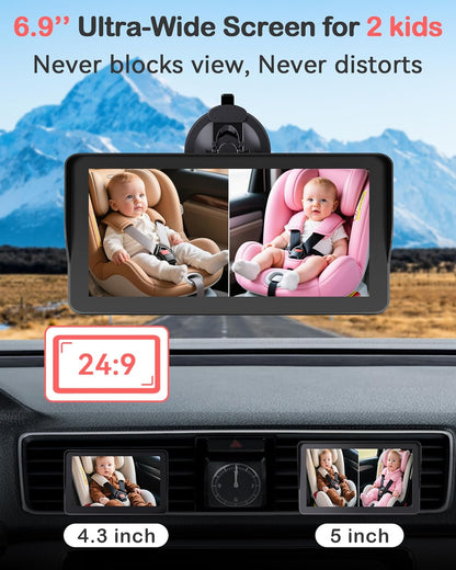Wkzay Baby Car Camera 2-Pack – HD 1080P, 150° Wide Angle, Night Vision, Adjustable LED Light, Easy Installation, Infant Safety, Rear Seat Monitoring for Car Travel