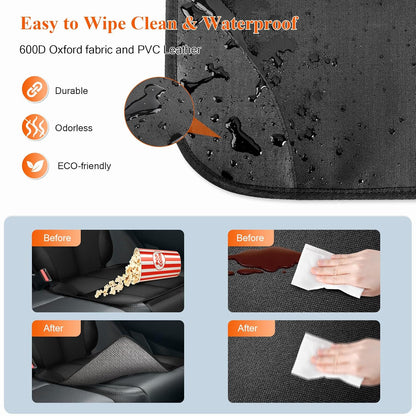 Car Seat Protector, Carseat Seat Protectors with Thick Padding and Upgraded Non-Slip Backing, Waterproof Seat Protector under Baby Car Seat, 600D Fabric Car Seat Covers with Storage Pockets for Baby