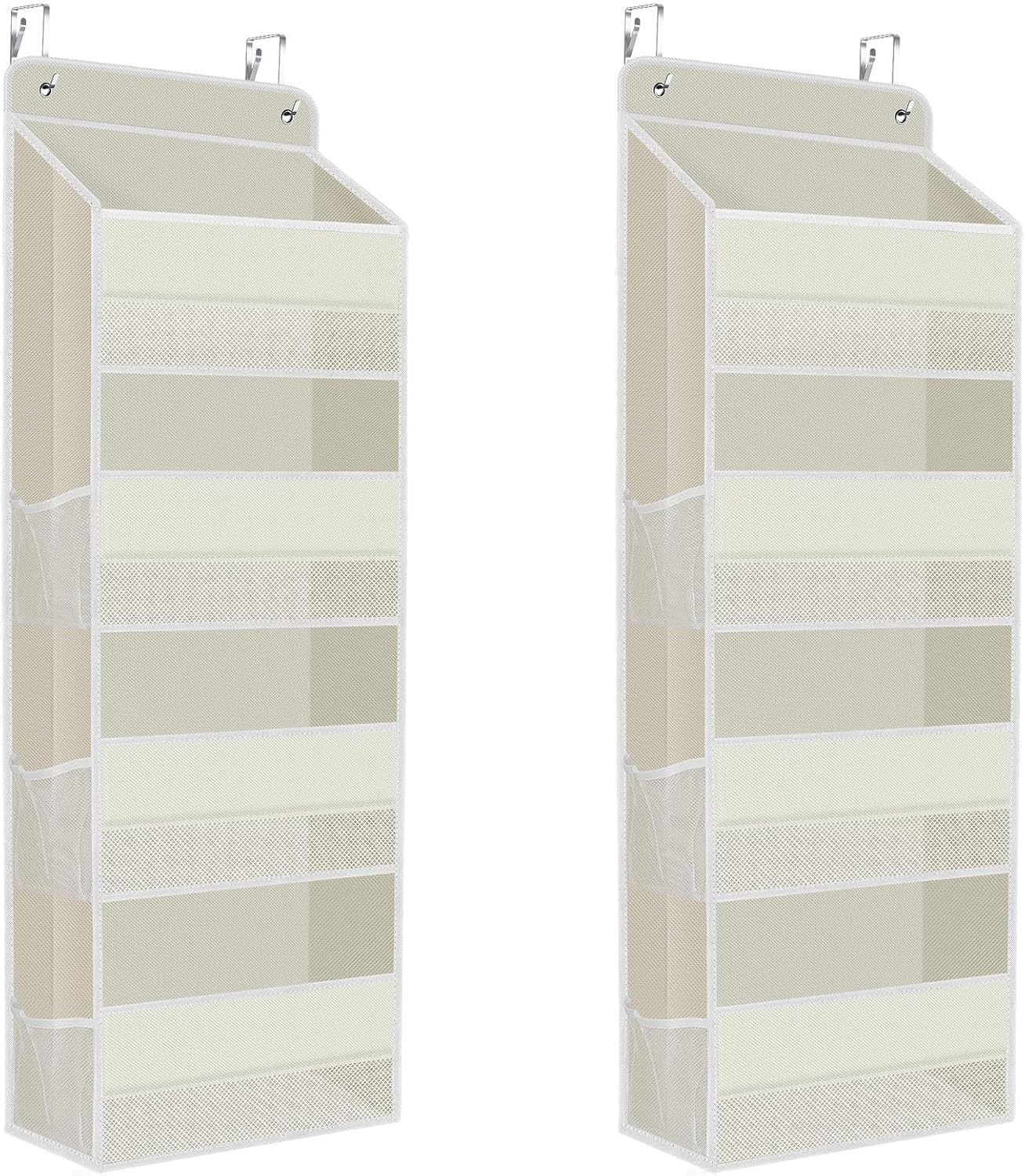 SpaceHacks 1 Pack Over The Door Organizer, Hanging Storage Organizer with Clear Window, 40lb Ultra Sturdy Large Capacity Room Organizer for Pantry Laundry Bathroom Nursery Closet Baby Essential (Grey)