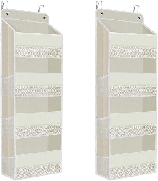 SpaceHacks 1 Pack Over The Door Organizer, Hanging Storage Organizer with Clear Window, 40lb Ultra Sturdy Large Capacity Room Organizer for Pantry Laundry Bathroom Nursery Closet Baby Essential (Grey)