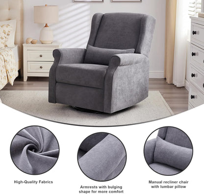 Eiayeebil Nursery Swivel Glider Recliner,Rocking Chair Nursery with Footrest,Rocking Recliner Chair for Nursery,Glider Rocker Recliner for Living Room & Bedroom,Beige