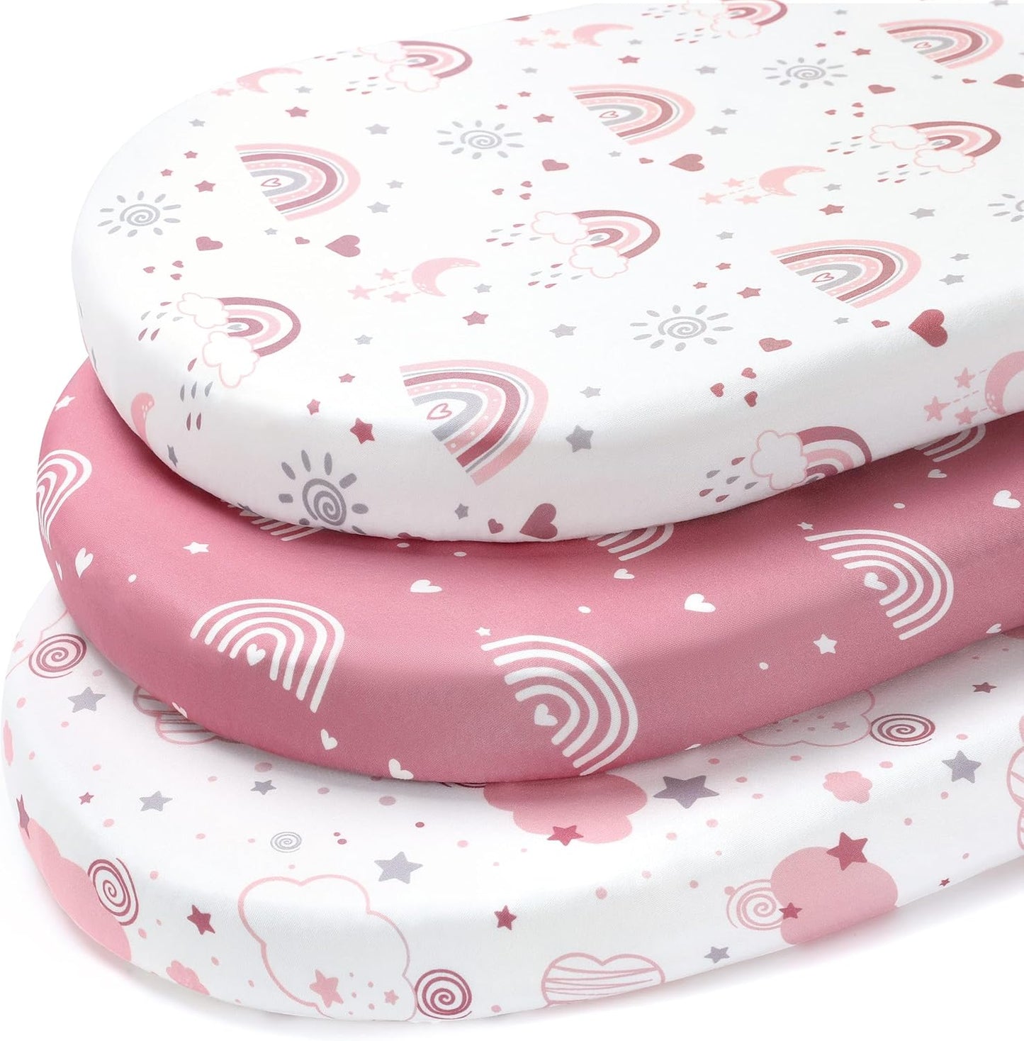 Baby Bedside Bassinet Sheets Girl, 33”x20” Compatible with Baby Delight Dream On Me & Most Rectangle Bedside Sleeper Bassinet Mattress, Super Soft Microfiber Pink Butterfly Flower