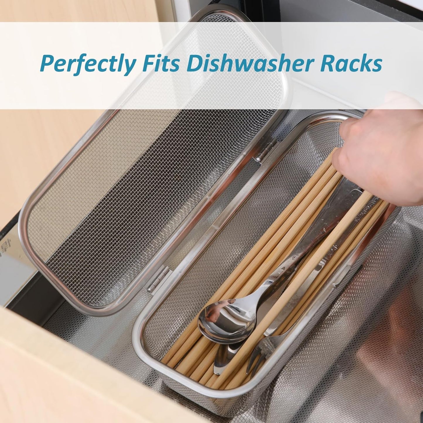 Stainless Steel Dishwasher Basket for Utensils - 18/8 Food-Grade, Custom Fit Size Secure Hold Design Prevents Slipping | Food-Grade Metal & 10-Mesh Drying Tech
