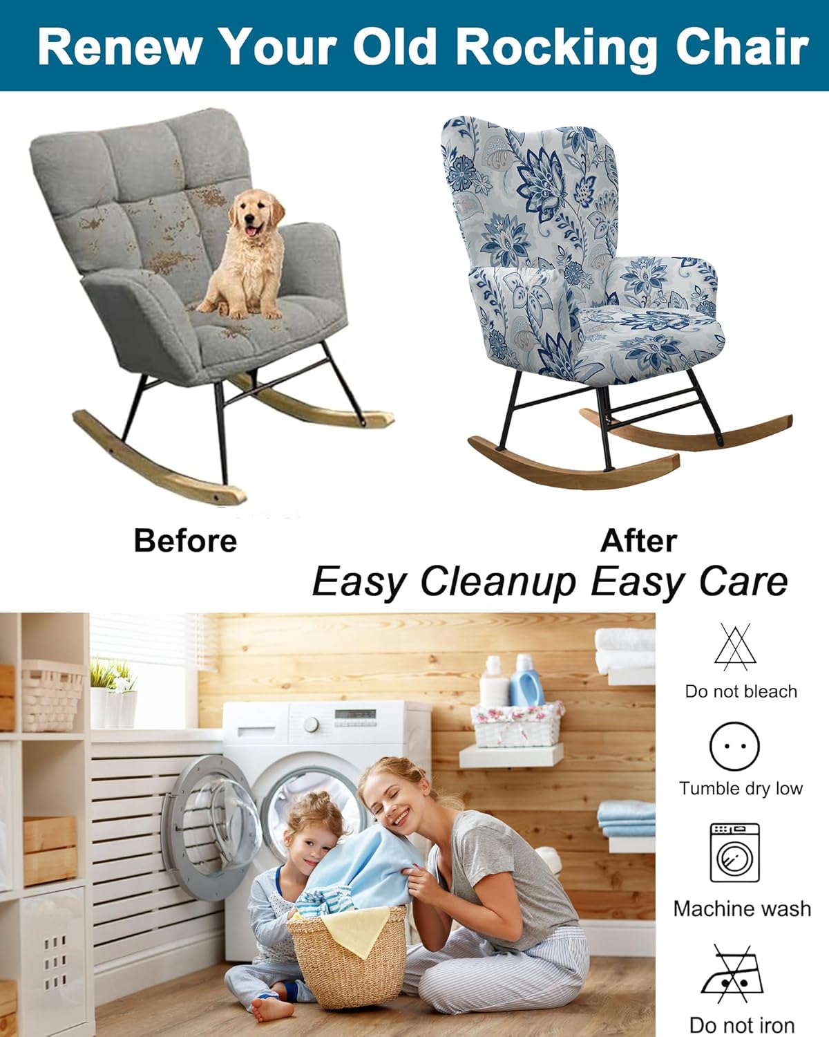 CRFATOP Jacquard 1 PC Nursery Rocking Chair Recliner Covers Upholstered Glider Rocker Banquet Armchair Slipcover Stretch Accent Chairs Furniture Protector for Living Room Bedroom Offices,Green