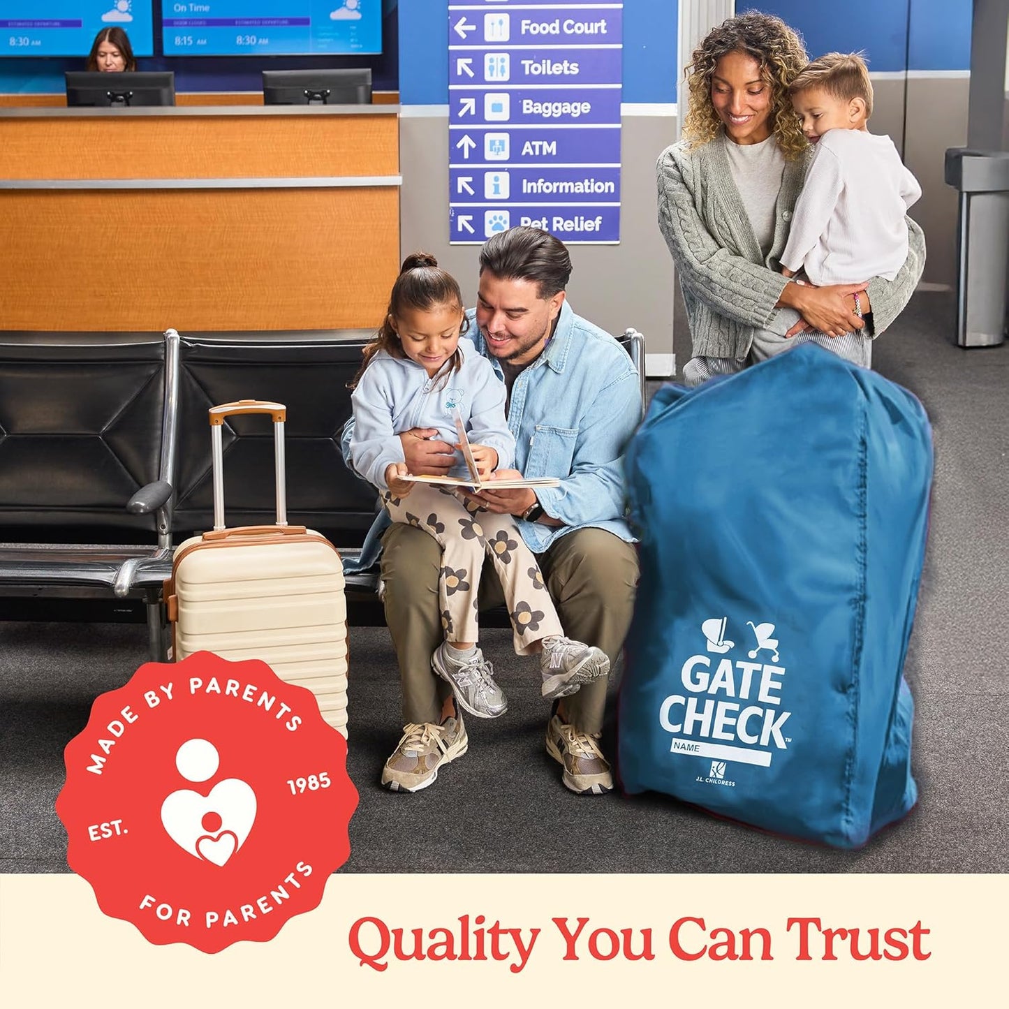J.L. Childress Gate Check Bag for Single & Some Double Strollers - Travel Bag for Airplane, Fits Most Standard Baby Strollers, Airport Accessories for Gate Check, Flying Essentials - Red