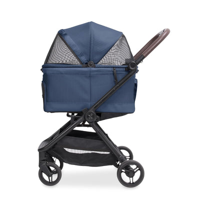 WonderFold Bella Pet Stroller - Autofold Design with Lightweight Aluminum Frame, Breathable Carriage Fabrics and Canopy, Safety Tethers & Easy-Clean Interior - Graphite Black