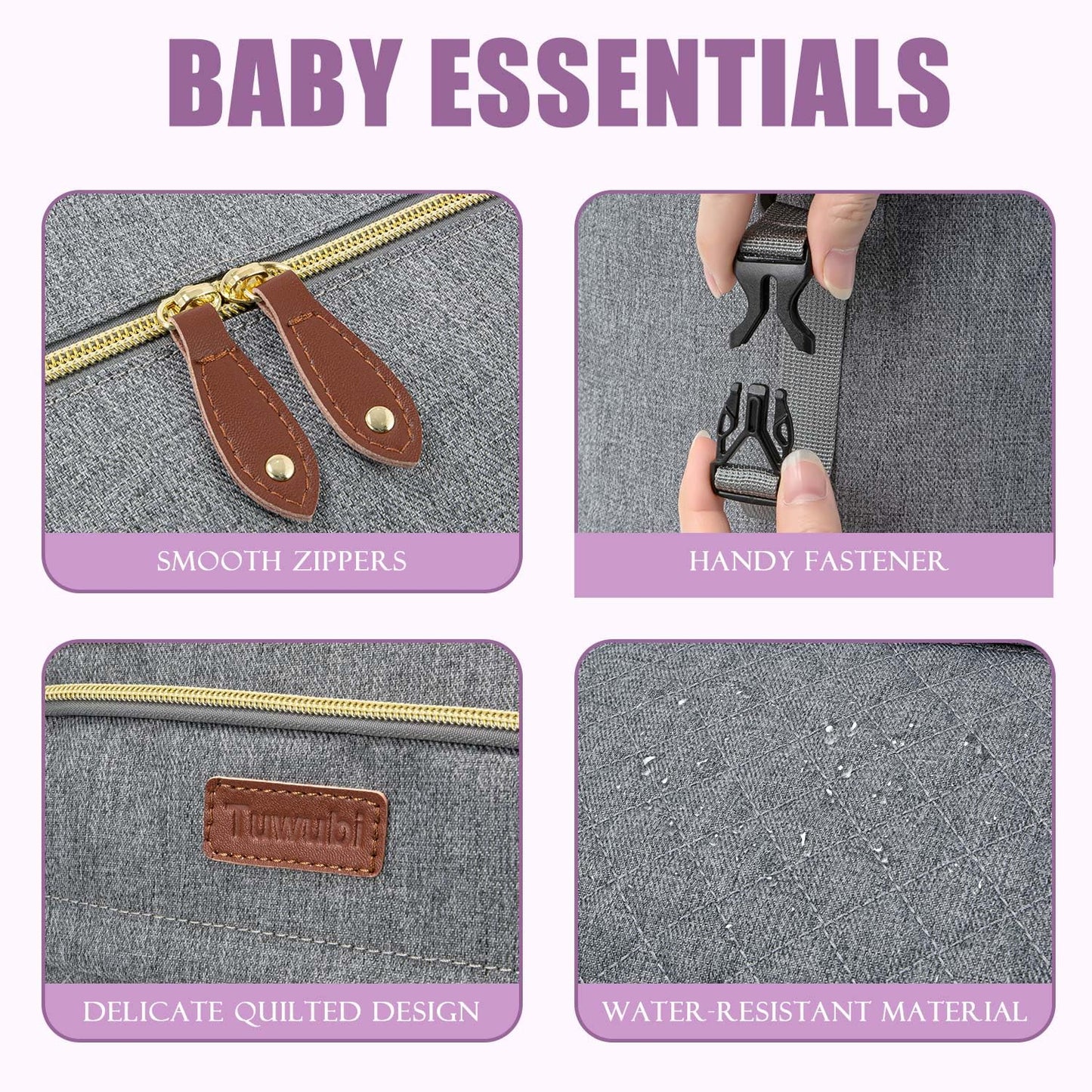 Tuwubi Diaper Bag Tote,Baby Diaper Bag with Pacifier Case Large Travel Diaper Tote Caddy for Mom and Dad Multifunction Large Baby Bag - M-Pink