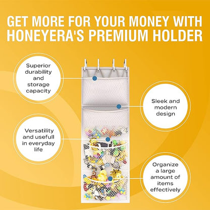 Honeyera The Original Storage for Stuffed Animals, Over Door Organizer for Stuffies, Baby Accessories, Toy Plush organizer, Breathable Hanging Storage Pockets Big Girls Toddler Large Bag (rainbow)