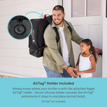 J.L. Childress Compact Travel Stroller Bag for Airplane - Fits Most Compact-Fold Single Baby Strollers, Compatible with UPPAbaby MINU, GB Pockit, Nuna TRVL & More, AirTag Compatible - Black