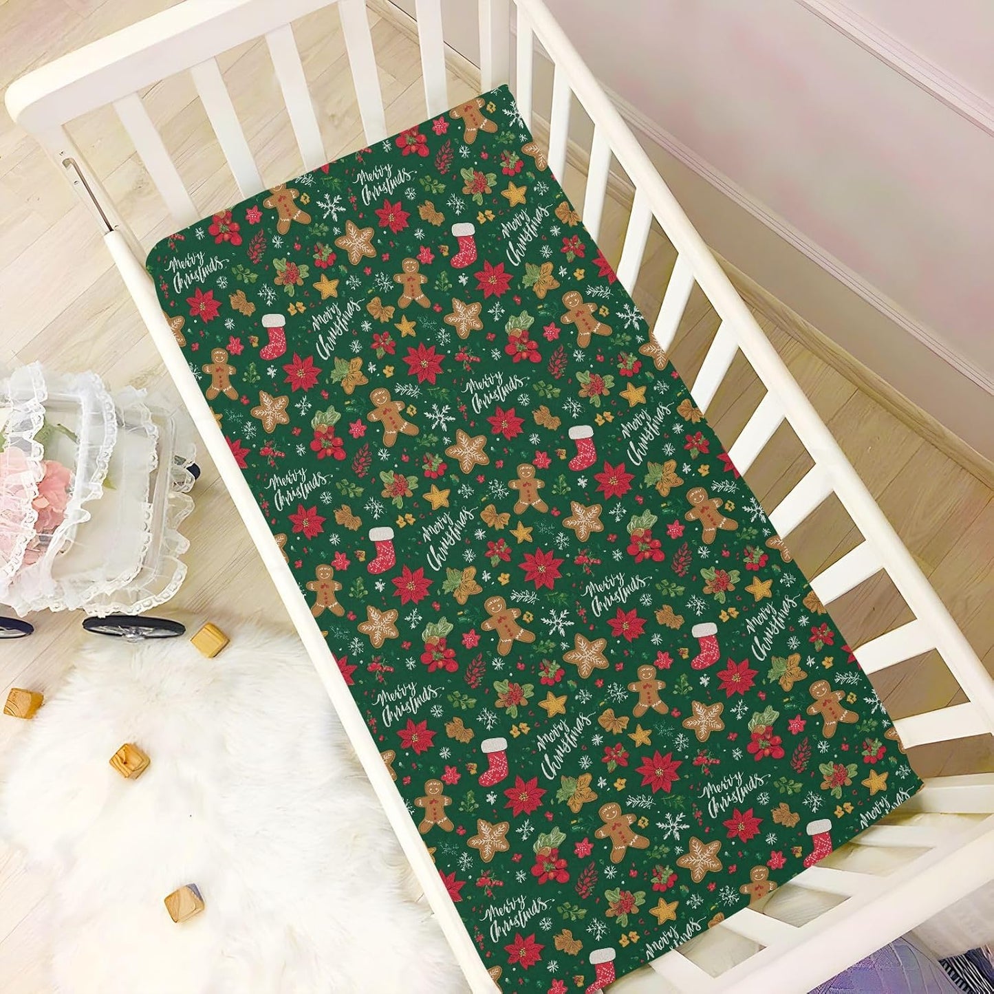 Baby Crib Sheet Cute Goose Flowers Crib Mattress for Boys and Girls Playard Sheet Soft Breathable Fitted Baby Mattress Cover 52x28in