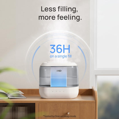 Dreo Humidifiers for Bedroom, 4L Top Fill for Large Room, 36H Runtime, 28 dB Quiet Supersized Cool Mist Air Humidifier for Baby Nursery, Plants, Indoor, Night Light, Easy to Clean & Fill, White