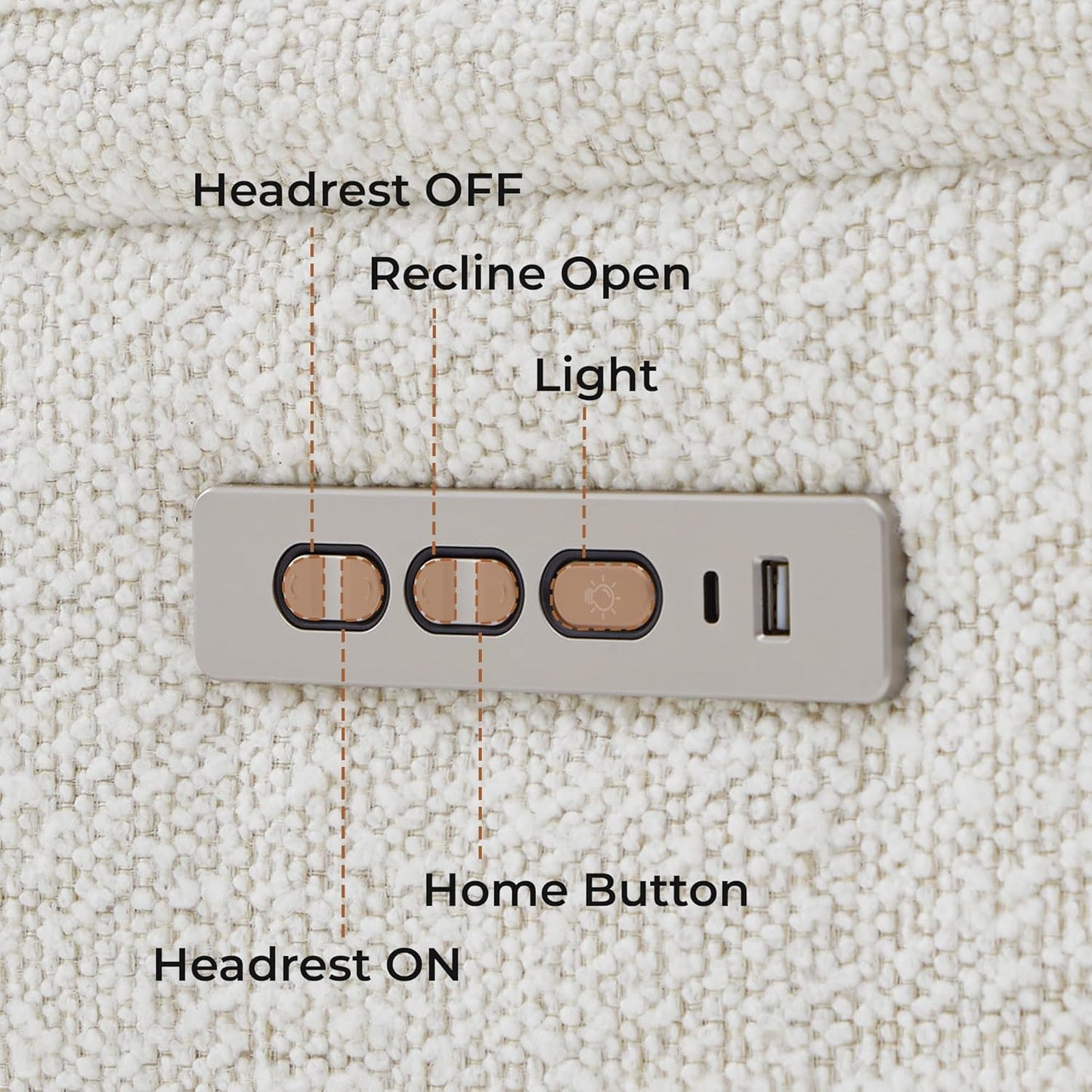CHITA Power Swivel Glider for Adults with Nightlight, Nursery Recliner Chair with Power Headrest for Living Room, Bedroom, Water-Resistant Boucle Fabric in Sand