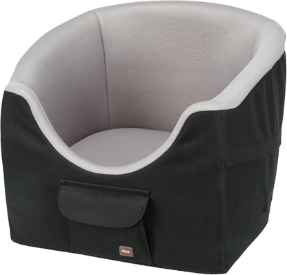 Trixie Convertible Lite Dog Car Seat 19.7 x 14.6 x 15.7 in – Cozy Booster with Safety Tether, Seat-Belt Straps & Side Pockets – Raised Travel Bed with Washable Cushion