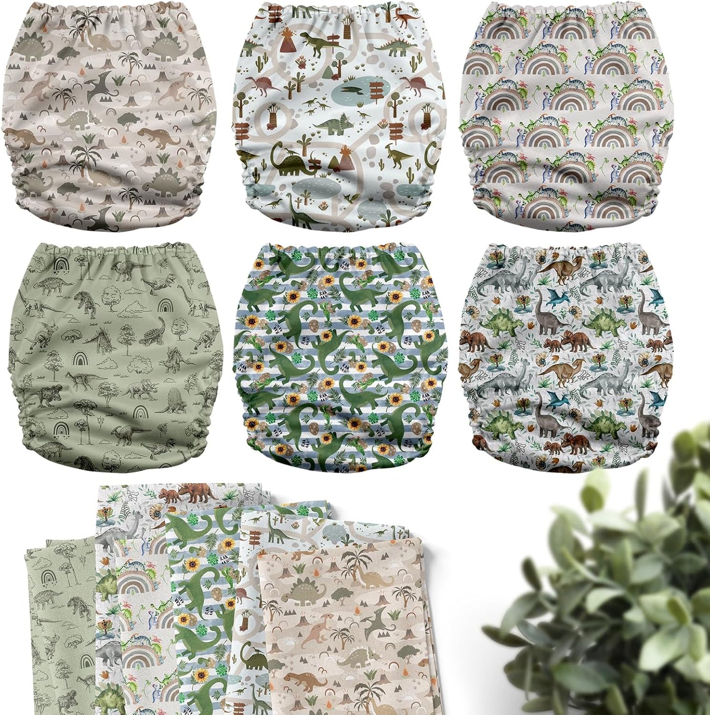 Mama Koala 3.0 Pocket Cloth Diapers for Babies with AWJ Lining, 6 Pack with 6 4-Layer Natural Cloth Diaper Inserts - Reusable and Washable Pocket Diapers(Hardworking Bees) - Colors A