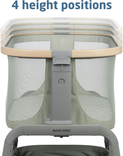 Maxi-Cosi Iora Baby Bassinets Bedside Sleeper, Portable Bassinet, Infant Bedside Sleeper Crib, Height Adjustable, Breathable Mesh, Large Storage Basket, Truffle