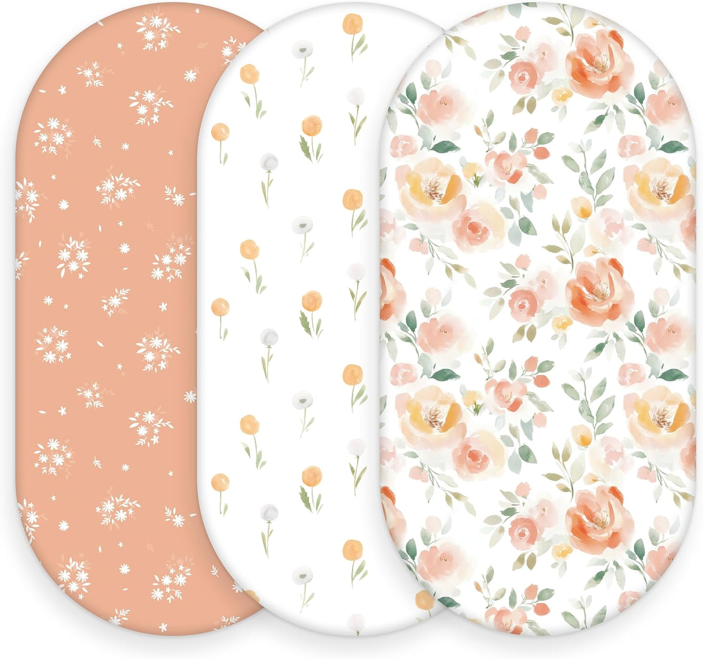 Baby Bedside Bassinet Sheets Girl, 33”x20” Compatible with Baby Delight Dream On Me & Most Rectangle Bedside Sleeper Bassinet Mattress, Super Soft Microfiber Pink Butterfly Flower