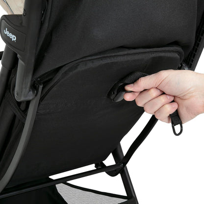Jeep Altitude Compact Travel Stroller by Delta Children Greenguard Gold, Easy One Hand Fold, Lightweight, Extendable Canopy with Peek-a-Boo Window, Reclining Seat, 4 Wheel Suspension, Olive Green