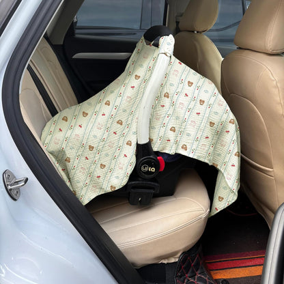 100% Muslin Cotton Car Seat Cover Baby, Carseat Canopy Cover, Universal Fit Stroller Covers for Boys and Girls (Blue)