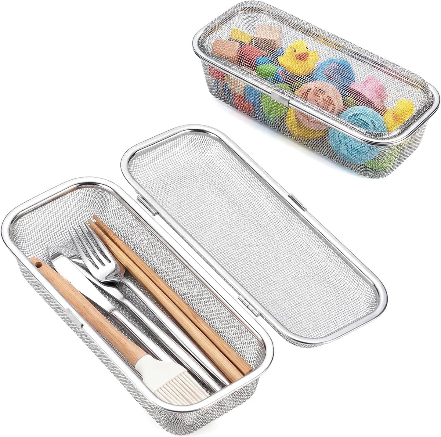 Stainless Steel Dishwasher Basket for Utensils - 18/8 Food-Grade, Custom Fit Size Secure Hold Design Prevents Slipping | Food-Grade Metal & 10-Mesh Drying Tech