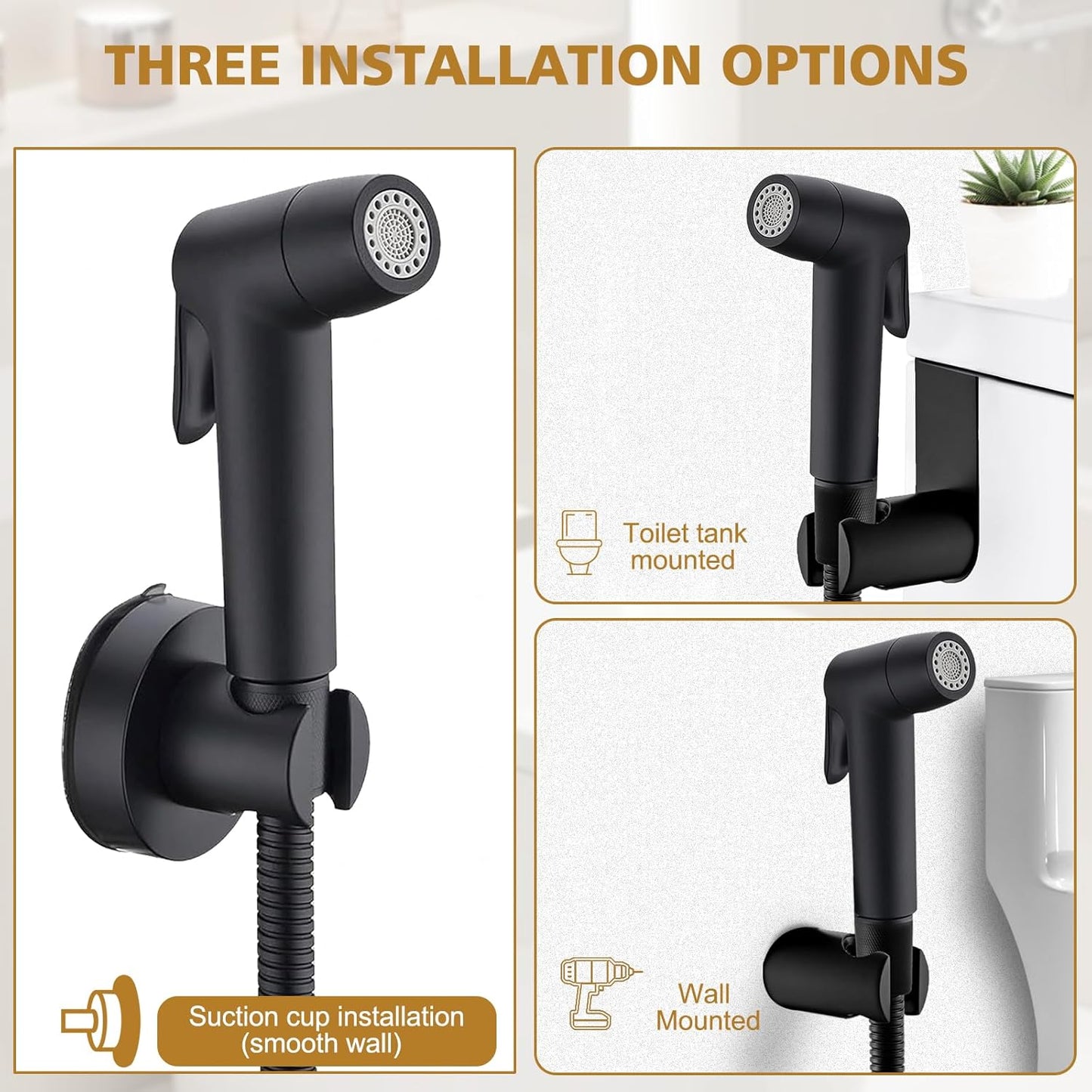 Handheld Bidet Sprayer for Toilet, Muslim Shower Bidet Attachment for Toilet, Cloth Diaper Toilet Sprayer, Jet Spray for Toilet with Bidet Hose for Feminine Wash (Chrome)
